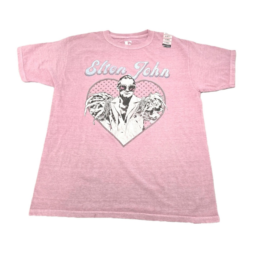 NWT Elton‎ John Heart Portrait Boyfriend Fit  Size XS T-Shirt